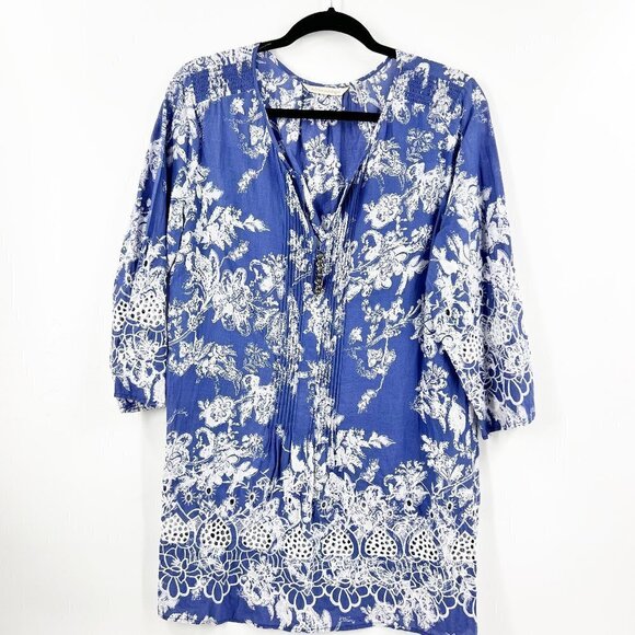✅ SURROUNDING FLORAL PRINT TUNIC TOP SIZE MEDIUM - Picture 1 of 6